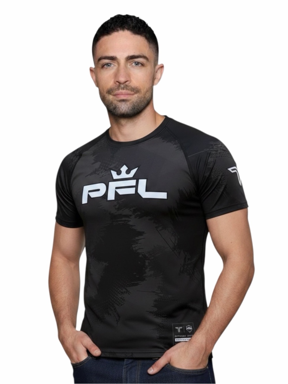 TAKEDOWN PFL Men's Black MMA Fight Training Rash Guard Shirt Size M Short Sleeve